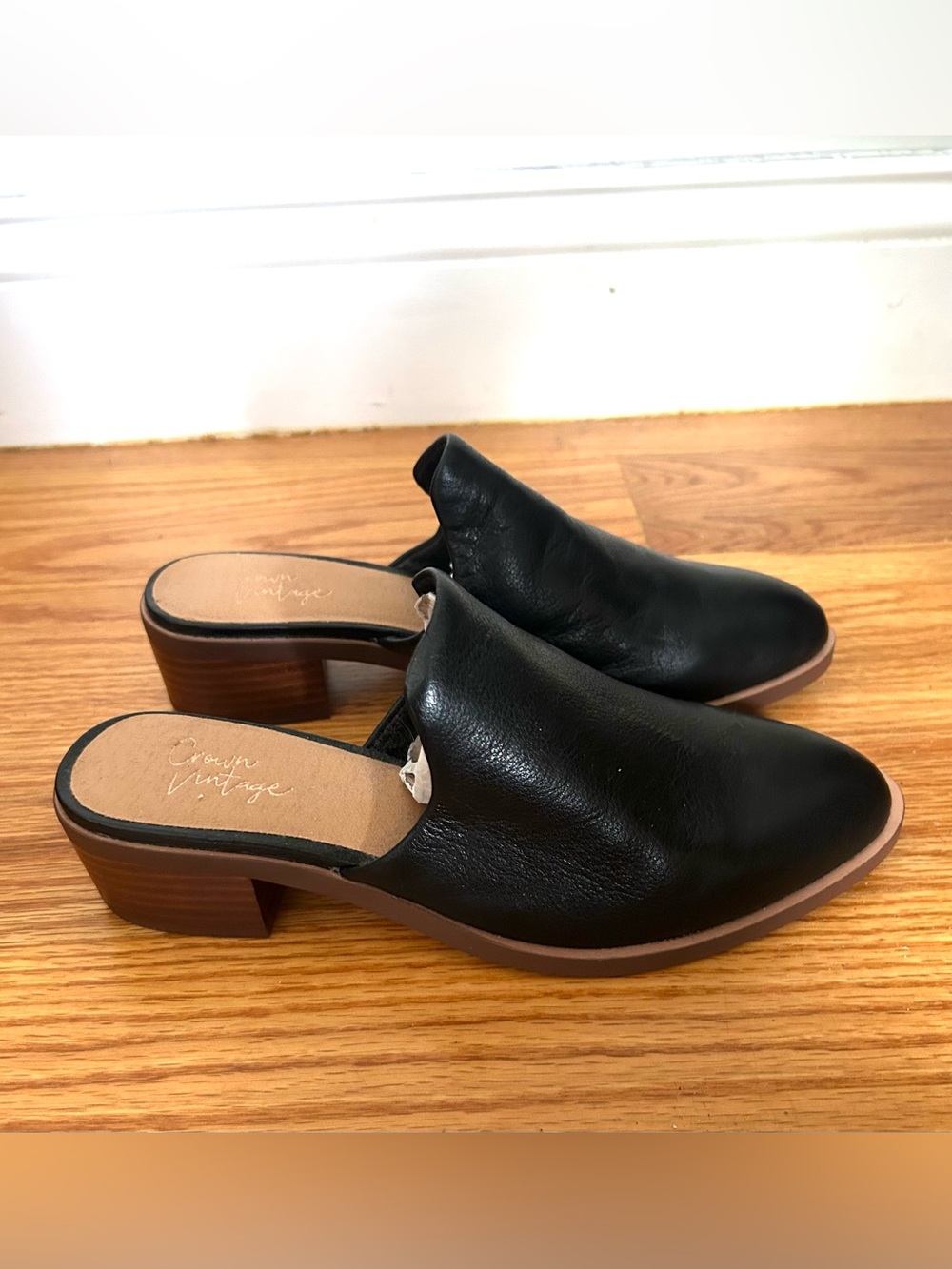 Crown Vintage Rydella Leather Mules Work Office Casual Fall Shoes - Picture 4 of 6